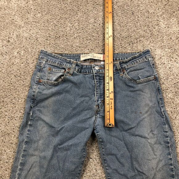 Levis Pants Womens 13 Juniors Blue 518 Super Low Bootcut Distress Jeans 34x31 - Picture 3 of 12